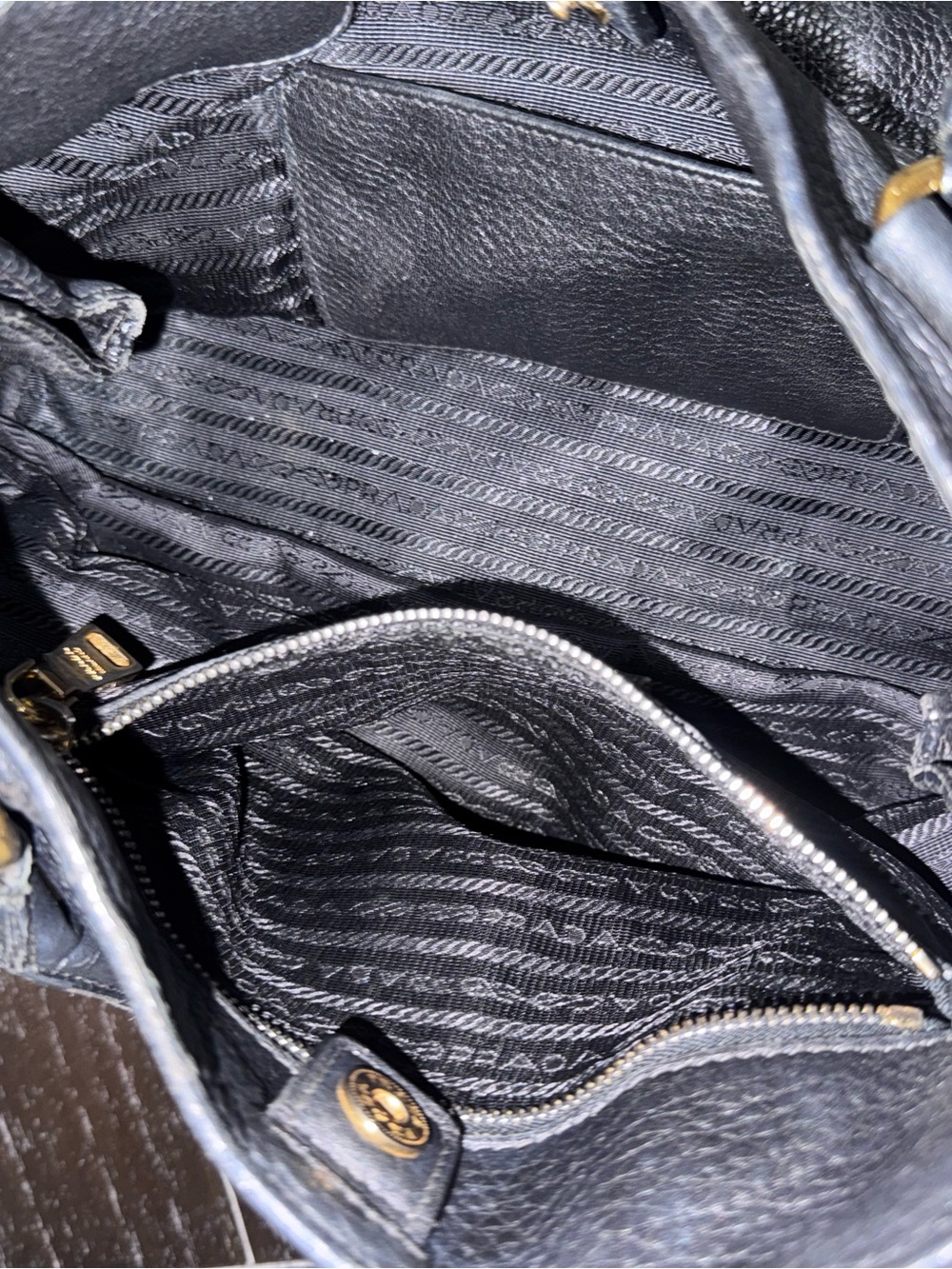 Prada Vitello Daino Leather Black Vitello with Gold Hardware - Picture 7 of 12